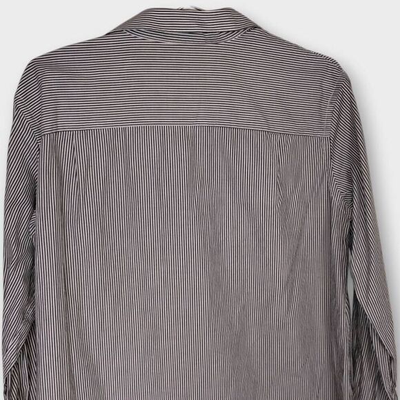 HOPE Womens Unravel Dress Sz 8 Navy Stripes‎ Button Front Collar Academia Casual - Picture 4 of 11